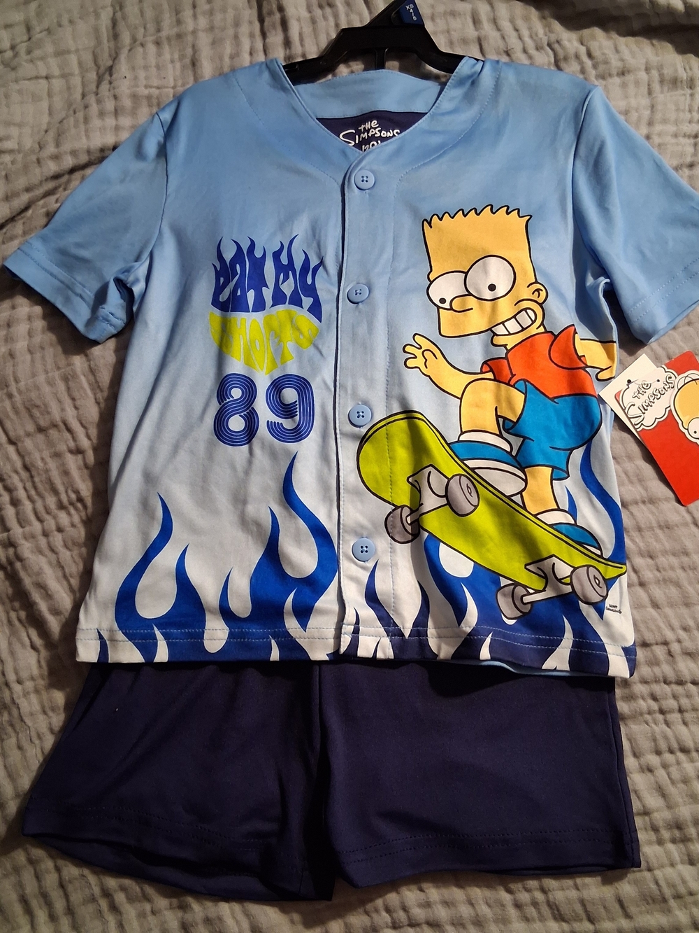 New Bart Simpson Button Up PJ Set Boys S(6-7)